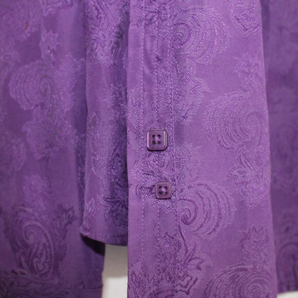 VINTAGE Vizoni Uomo Men's Purple Jacquard Button Down Shirt Size S - Picture 10 of 15
